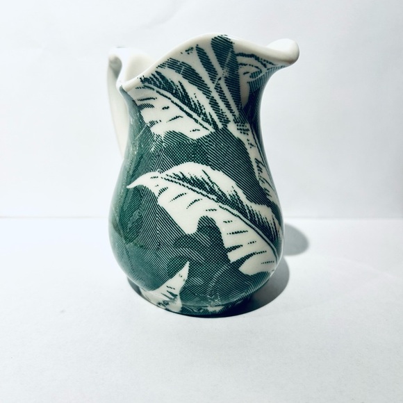 MZ Wallace Other - Wallace Green and White Ceramic Creamer Palm Leaf Rare Print - 4 inch
